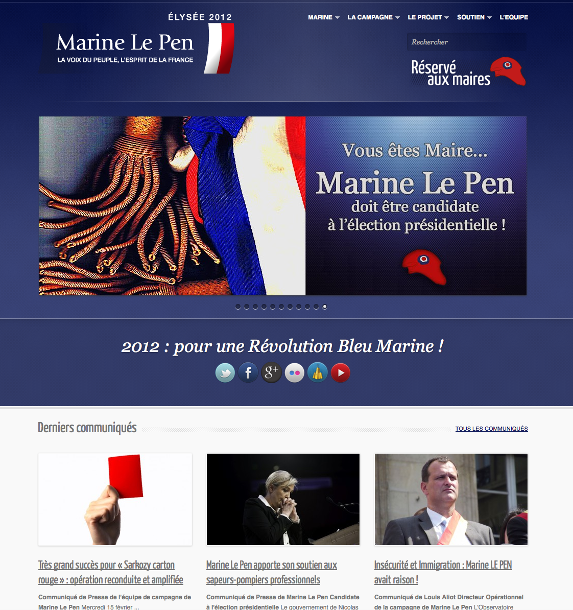 Site Web de la candidate Marine Le Pen